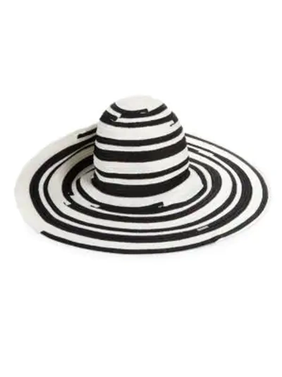 Shop Missoni Oversized Stripe Straw Hat In Black White