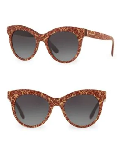 Shop Dolce & Gabbana Dg4311 Glitter Floral 51mm Cat Eye Sunglasses In Red Gold