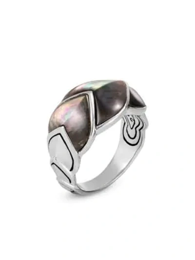 Shop John Hardy Legends Mother-of-pearl Naga Silver Ring In Grey