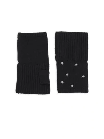 Shop Carolyn Rowan Star Studded Chunky Rib-knit Glove In Black