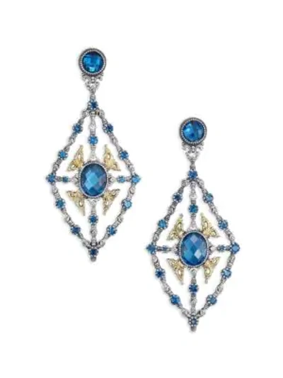 Shop Konstantino Women's Thalassa London Blue Topaz, 18k Yellow Gold & Sterling Silver Chandelier Earrings In Silver Multi