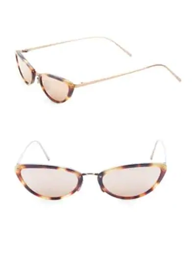 Shop Linda Farrow 50mm Cat-eye Sunglasses In Tortoiseshell