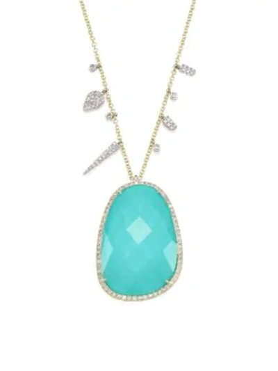 Shop Meira T Diamond, Turquoise Doublet & 14k Yellow Gold Pendant Necklace