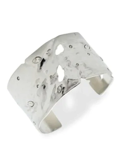 Shop Alexis Bittar 10k Gold-plated & Crystal Lace Orbiting Cuff In White Gold
