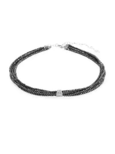 Shop Meira T Diamond & Corrundum Beaded Choker In White Gold