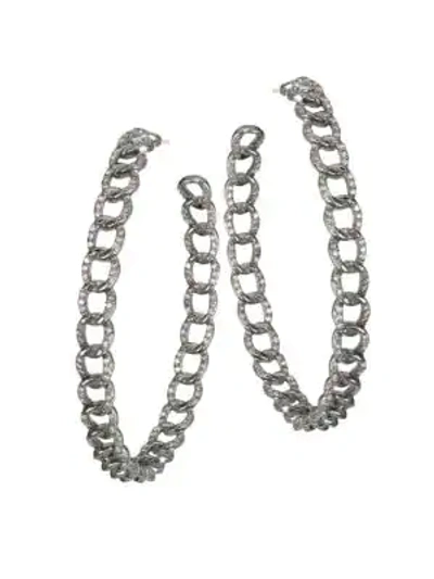 Shop Nina Gilin Women's Diamond Hoop Earrings In Silver
