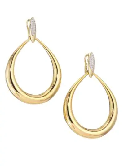 Shop Roberto Coin 18k Yellow Gold & Diamond Teardrop Hoop Earrings