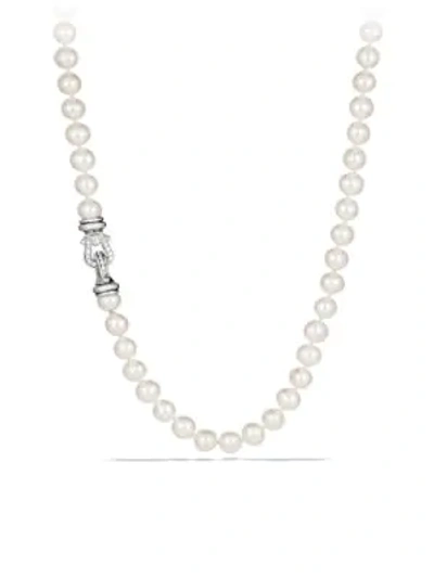 Shop David Yurman Women's Sterling Silver & White Cultured Freshwater Pearl Necklace With Diamonds/18"