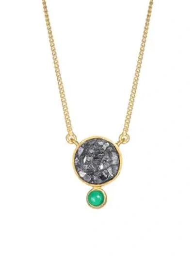 Shop Shana Gulati Tulum Ophelia 18k Gold Vermail, Green Onyx & Sliced Raw Diamonds Pendant Necklace