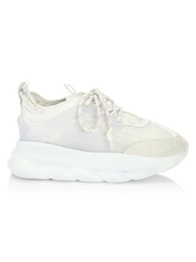Shop Versace Men's Chain Reaction Chunky Sneakers In White