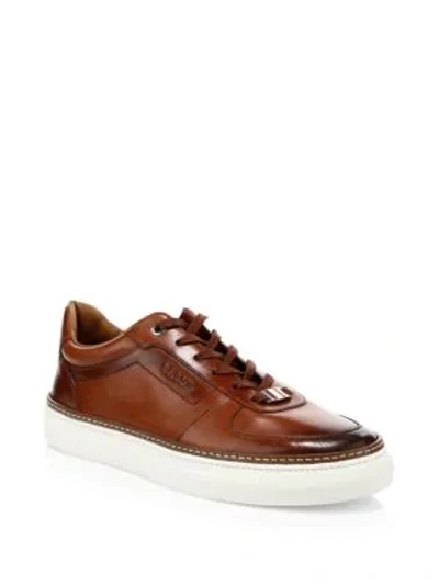 Shop Bally Hens Leather Sneakers In Terra