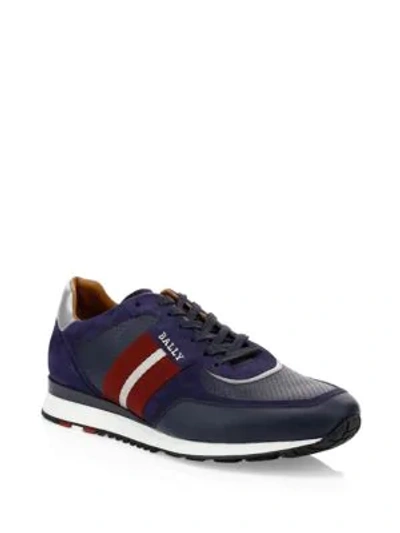 Shop Bally Aston Leather Trainers In Ink