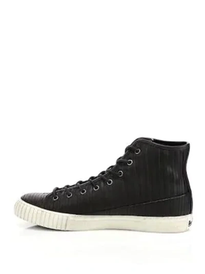 Shop John Varvatos Leather High-top Sneakers In Black