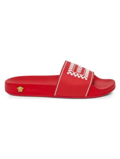 Shop Versace Ciabatta Pool Slides In Red White