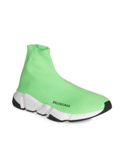 Shop Balenciaga Speed Trainer Sock Sneakers In Fluorescent Green