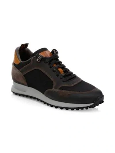 Shop Dunhill Radial Mixed-media Sneakers In Black Tan