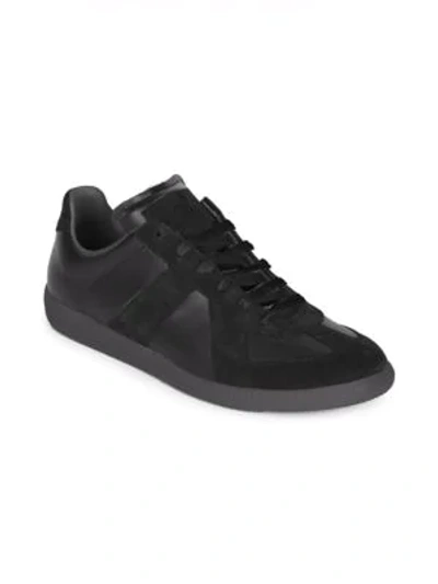 Maison Margiela Low Top Sneakers Featuring Suede Panels In Black