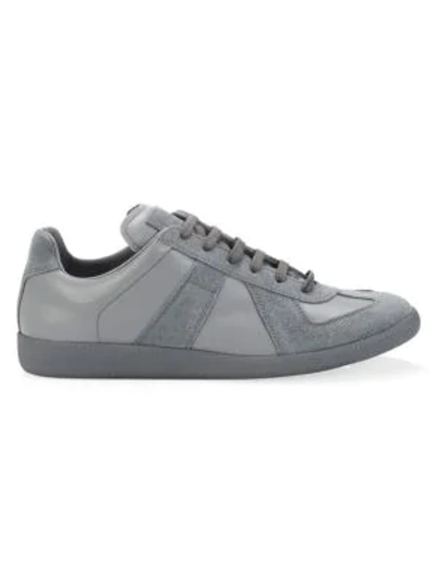 Shop Maison Margiela Replica Leather Low-top Sneakers In Graphite