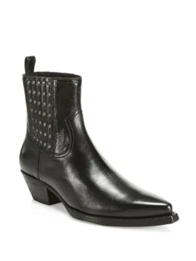 Shop Saint Laurent Men's Huston Leather Ankle Boots In Black