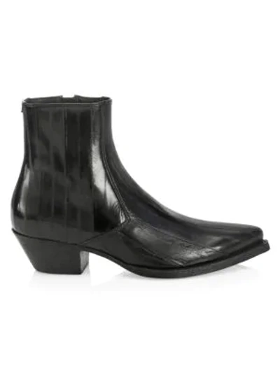 Shop Saint Laurent Lukas Leather Ankle Boots In Black