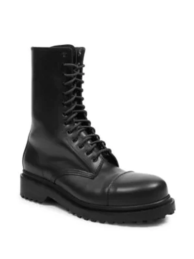 Shop Balenciaga Leather Lace-up Combat Boots In Black