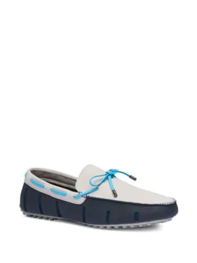 Shop Swims Braided Lace Rubber Loafers In Navy Alloy