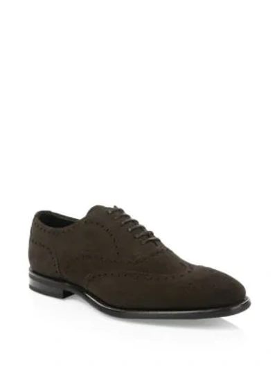 Shop Church's Parkstone Suede Wingtip Brogues In Ebony