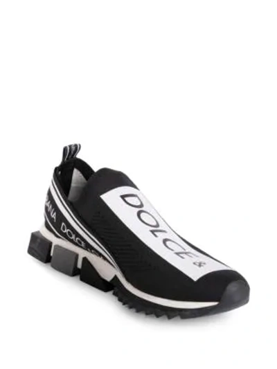 Shop Dolce & Gabbana Sorrento Bassa Maglina Tech Knit Sneakers In Black White