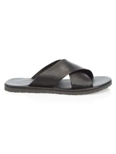 Shop Saks Fifth Avenue Collection Leather Cross Strap Sandals In Black
