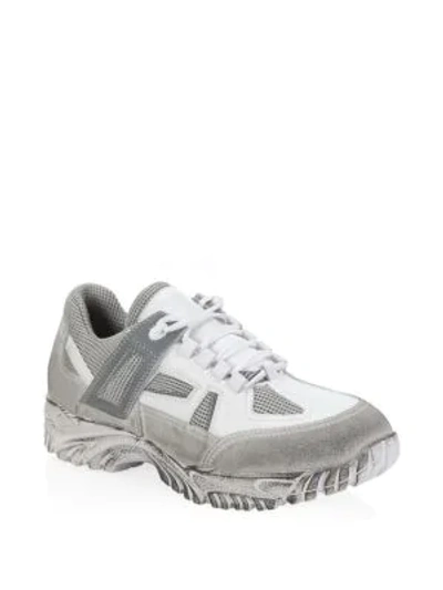 Shop Maison Margiela Security Metallic Leather Sneakers In Dirty White