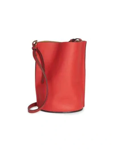 Shop Loewe Gate Leather Bucket Bag In Scarlet Red