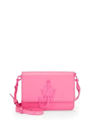 Shop Jw Anderson Mini Logo Leather Shoulder Bag In Pink