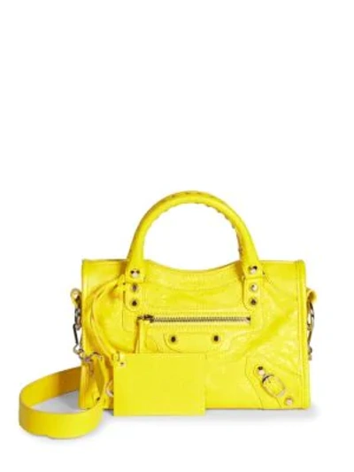 Shop Balenciaga Mini Classic City Leather Satchel In Yellow