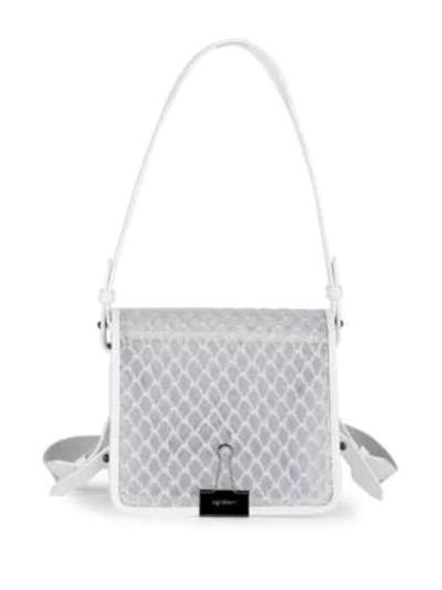 Shop Off-white Pvc Binder Clip Top Handle Bag In White