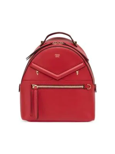 Shop Fendi Embossed Eye Leather Backpack In Strawberry