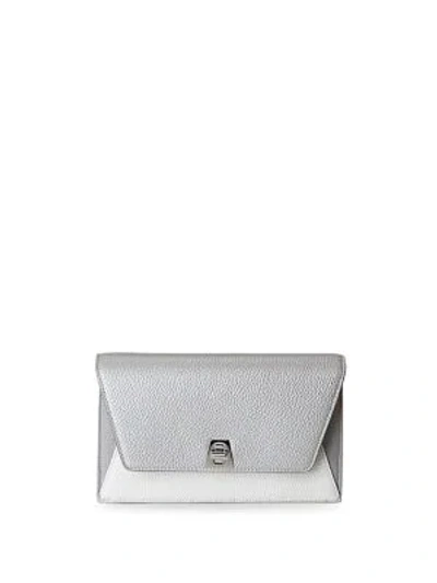 Shop Akris Anouk Mini Leather Envelope Clutch In White Silver