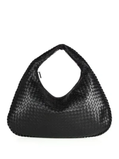 Shop Bottega Veneta Large Veneta Leather Hobo Bag In Nero-black