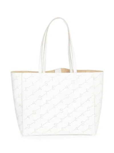 Shop Stella Mccartney Small Stella Faux Leather Tote Bag In Optical White