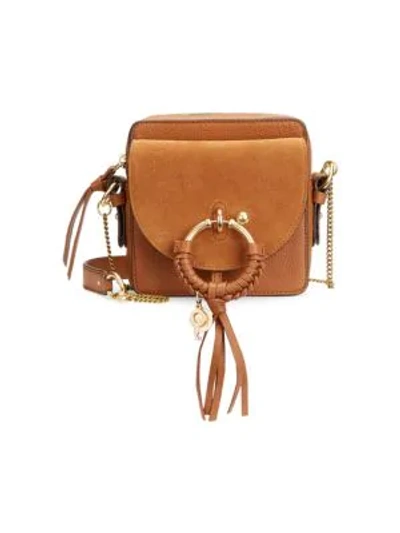 Shop See By Chloé Micro Joan Suede & Leather Crossbody In Caramel