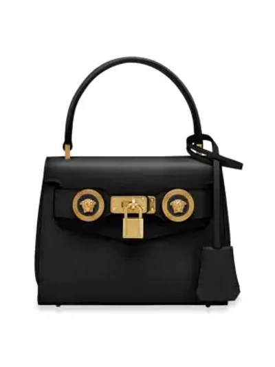 Shop Versace Small Icon Leather Top Handle Bag In Black