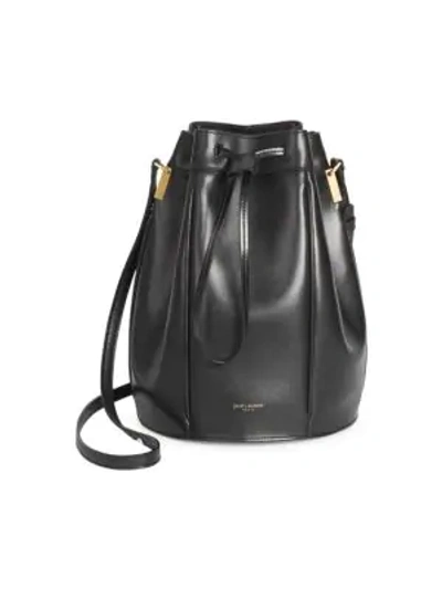 Shop Saint Laurent Women's Medium Talitha Leather Bucket Bag In Black