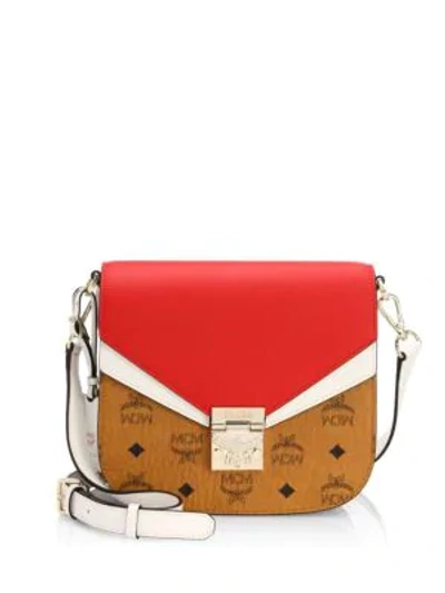 Shop Mcm Patricia Leather Logo Shoulder Bag In Multi