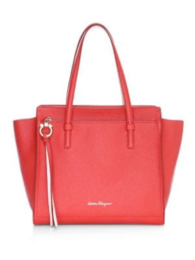 Shop Ferragamo Medium Amy Leather Tote Bag In Red