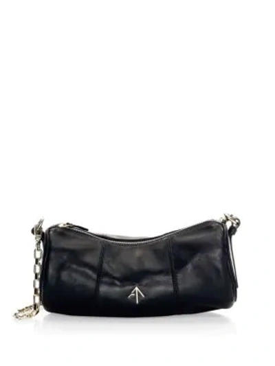 Shop Manu Atelier Leather Cylinder Shoulder Bag In Black