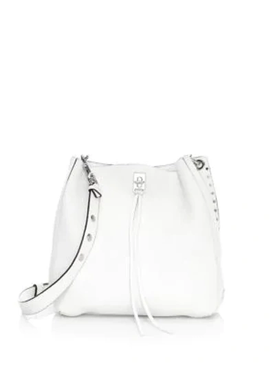 Shop Rebecca Minkoff Darren Leather Shoulder Bag In Optic White