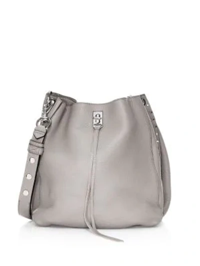 Shop Rebecca Minkoff Darren Leather Shoulder Bag In Grey