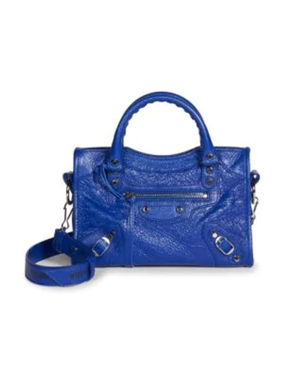 Shop Balenciaga Mini Classic City Leather Satchel In Blue