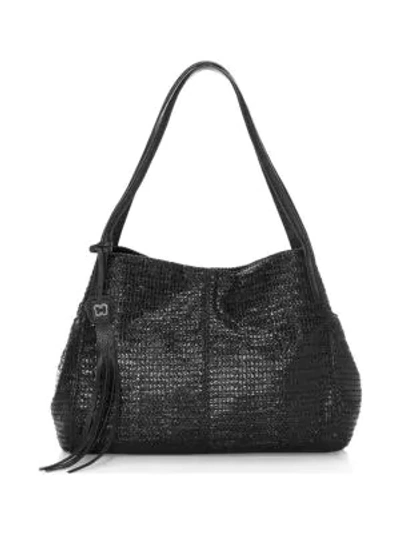 Shop Eric Javits Aura Woven Metallic Tote Bag In Black