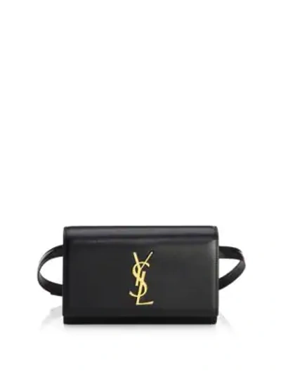 Shop Saint Laurent Kate Leather Belt Bag In Black