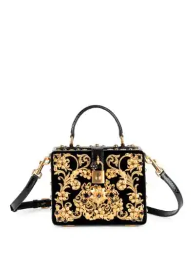 Shop Dolce & Gabbana Ricam Embellished Box Bag In Black